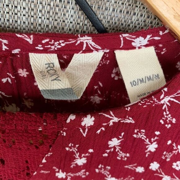 Roxy Long Sleeved Flowy Shirt Maroon Medium - Picture 2 of 6